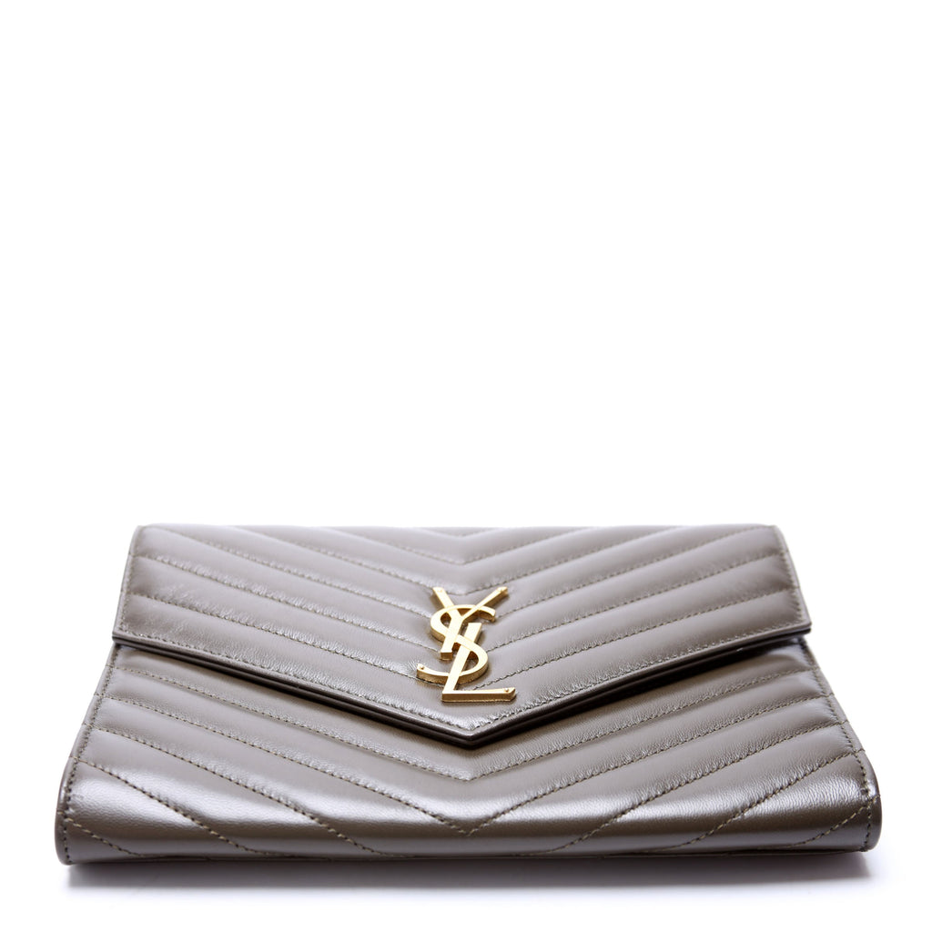 759533 Cassandre Matelasse Flap Pouch Brown