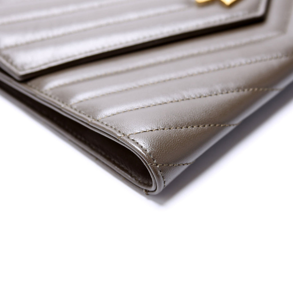 759533 Cassandre Matelasse Flap Pouch Brown