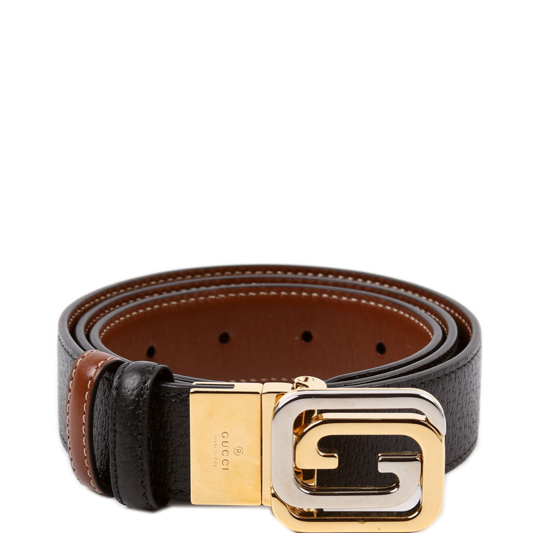 Gucci 715603 2-Tone Interlock G Reverse Leather Size 85/34