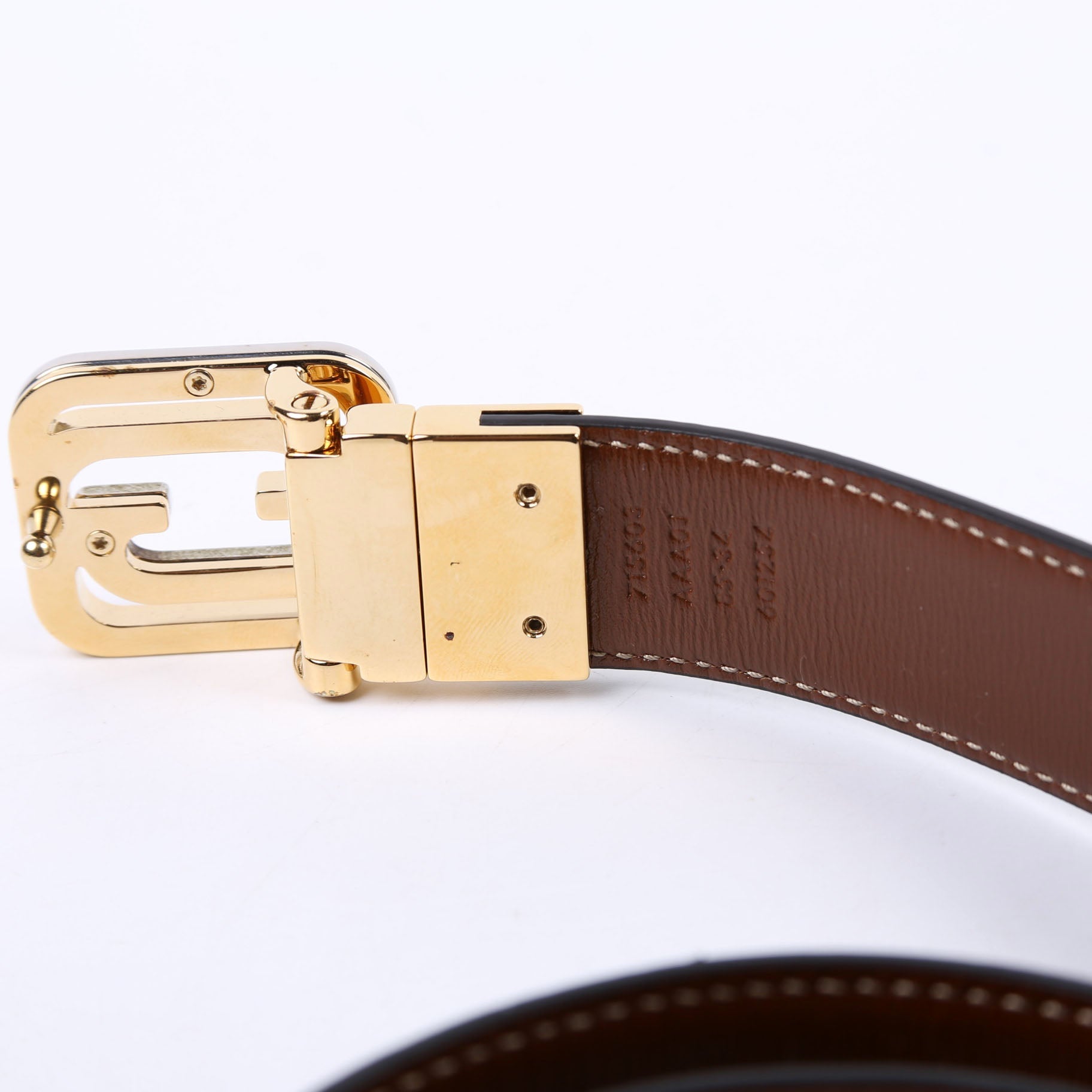 Gucci 715603 2-Tone Interlock G Reverse Leather Size 85/34