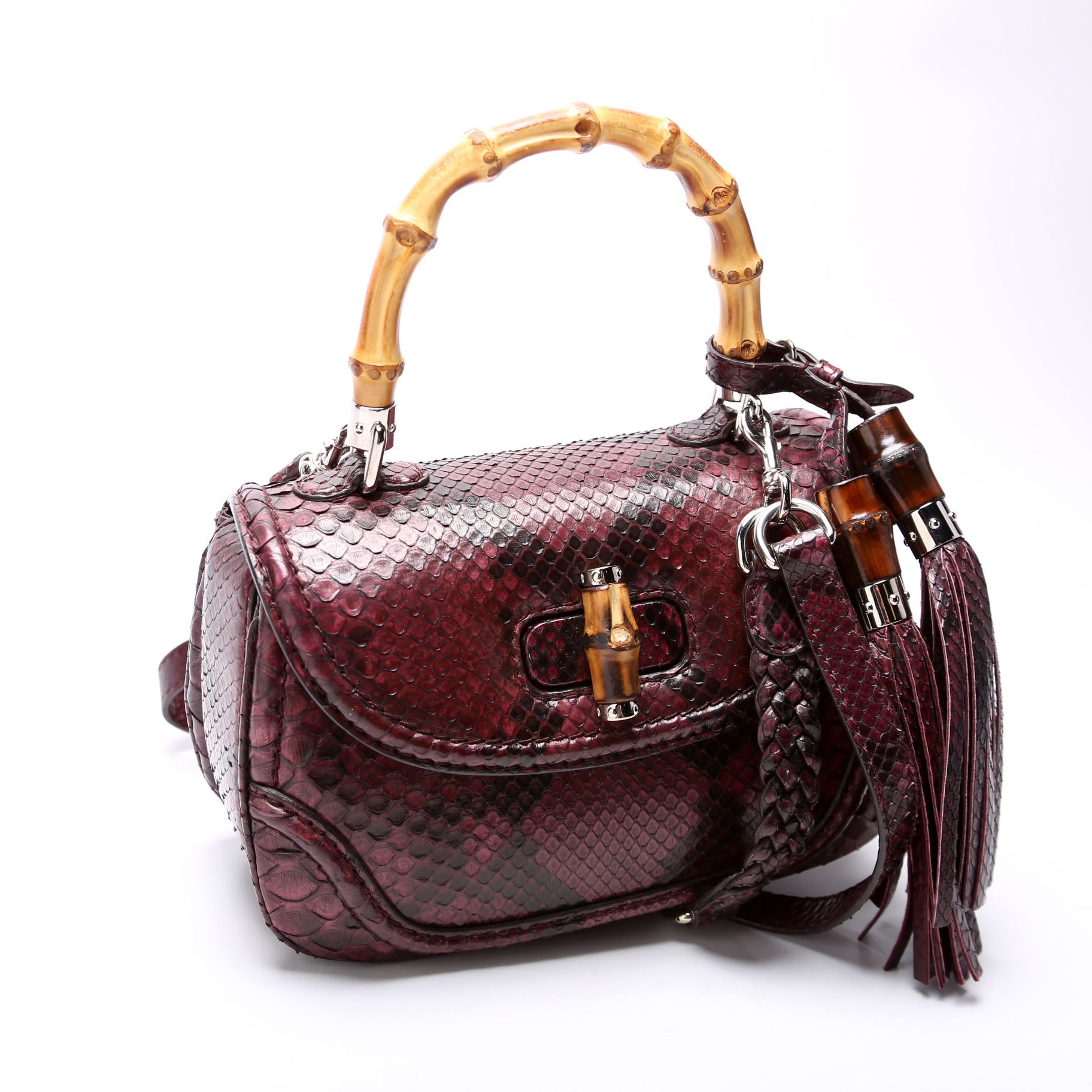 247143 Python New Bamboo Top Handle Medium Bag