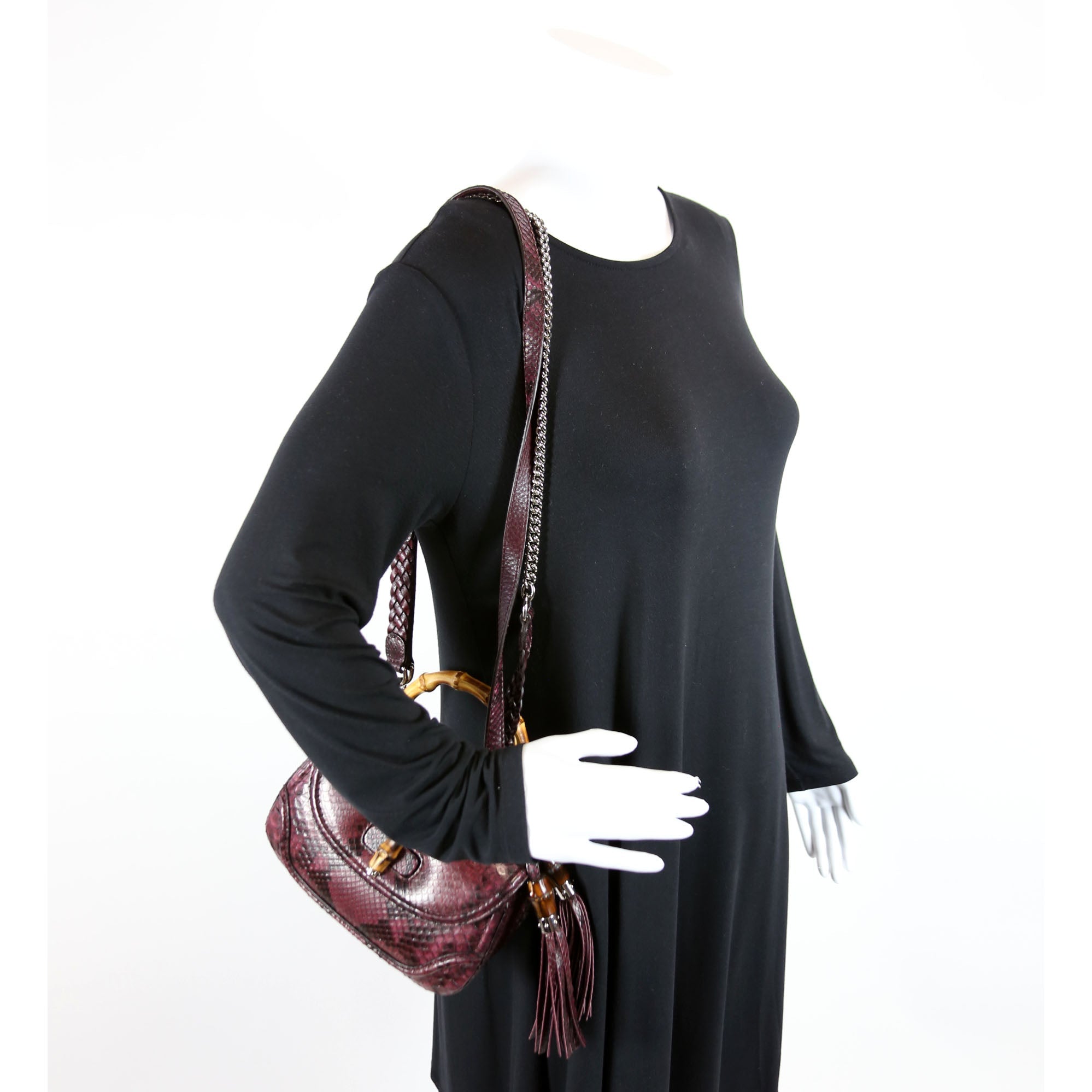 247143 Python New Bamboo Top Handle Medium Bag