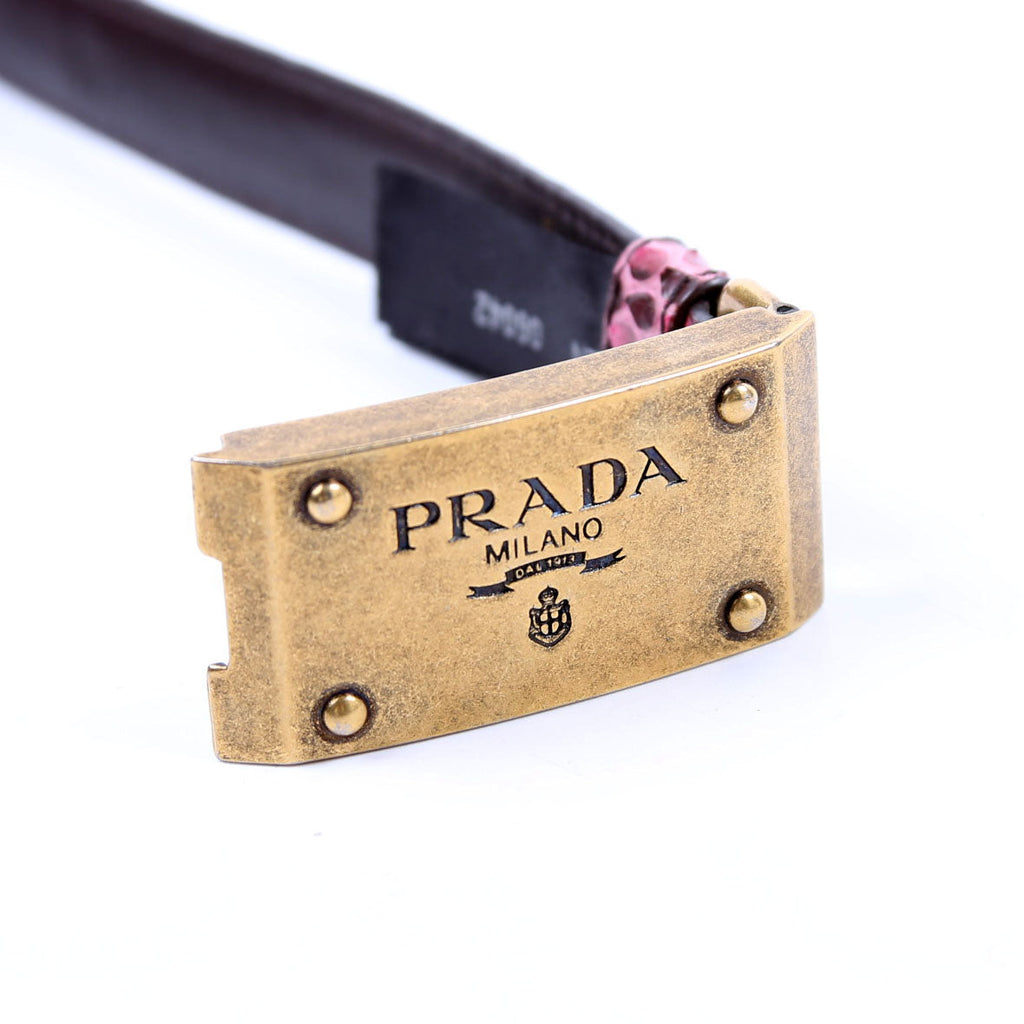 Logo Square Buckle Snakeskin 80/32