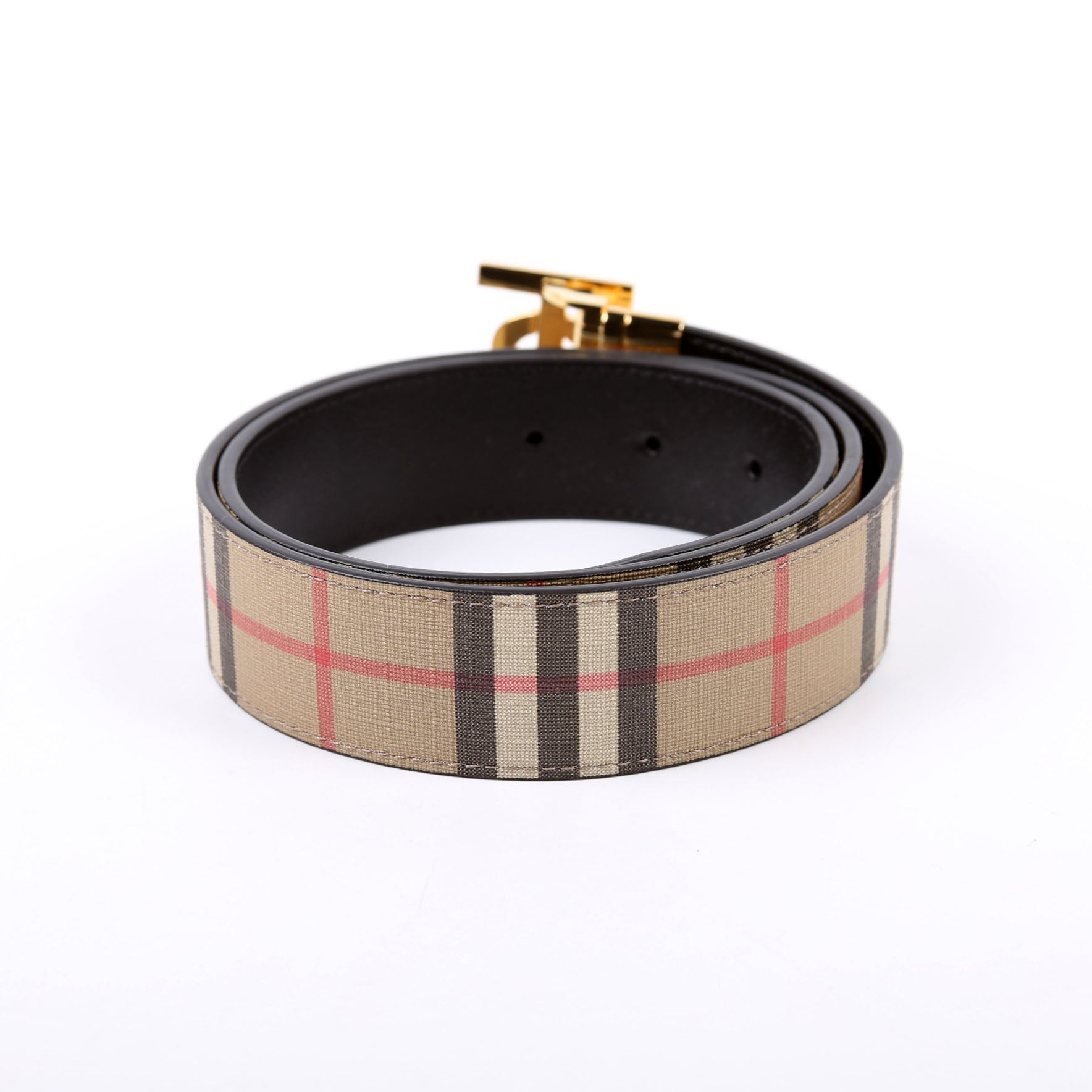 TB Logo Buckle Vintage Check/Leather Size 80/32