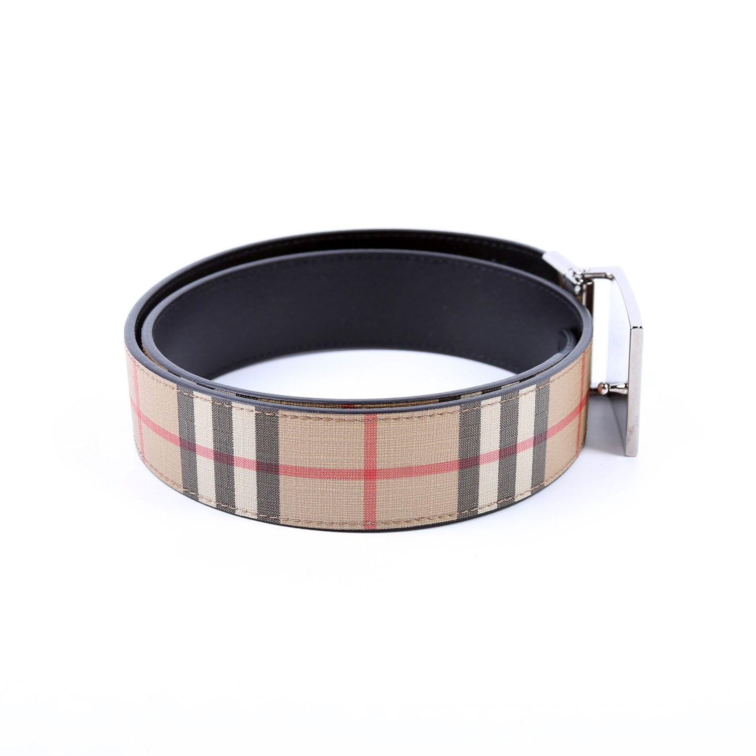 Plaque Buckle Vintage Check/Leather Reverse Size 75/30