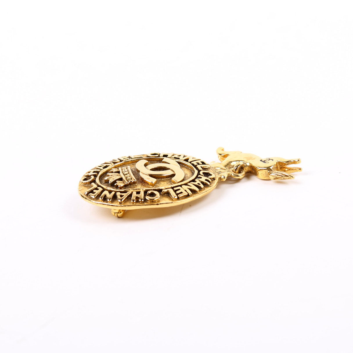 CC Horse Crown Medallion Vintage Brooch