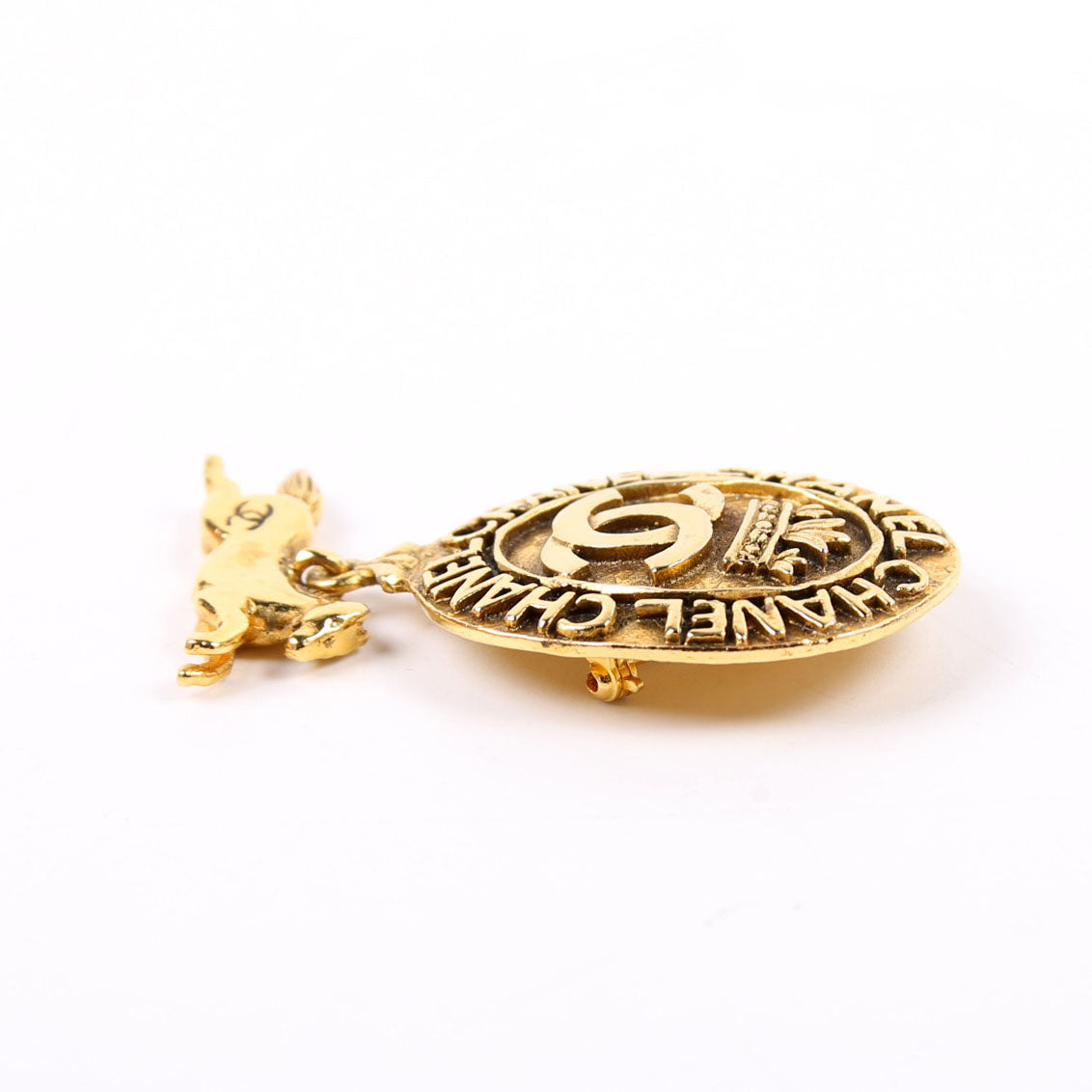 CC Horse Crown Medallion Vintage Brooch