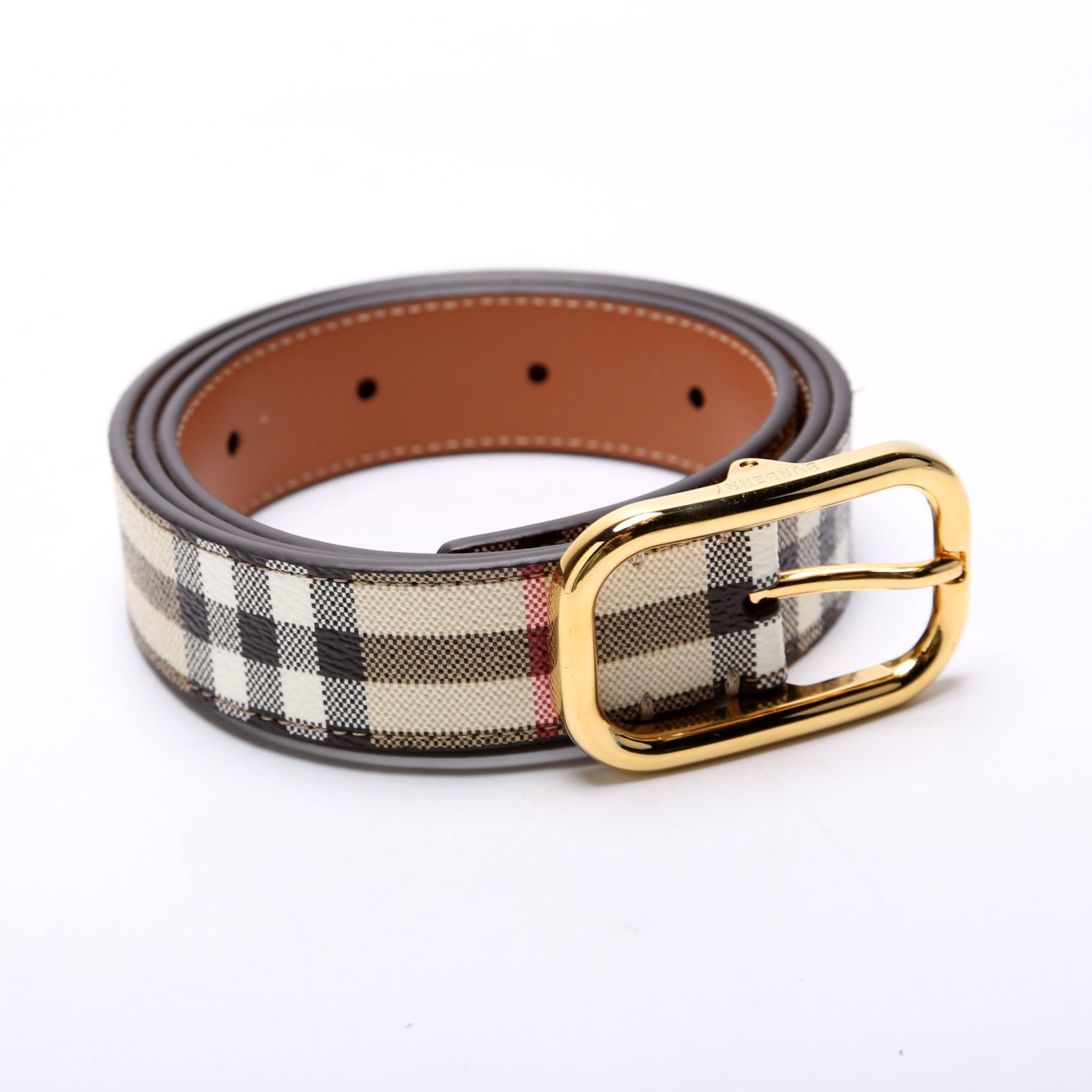 Archive Check Canvas 30MM Belt Size Medium Tan