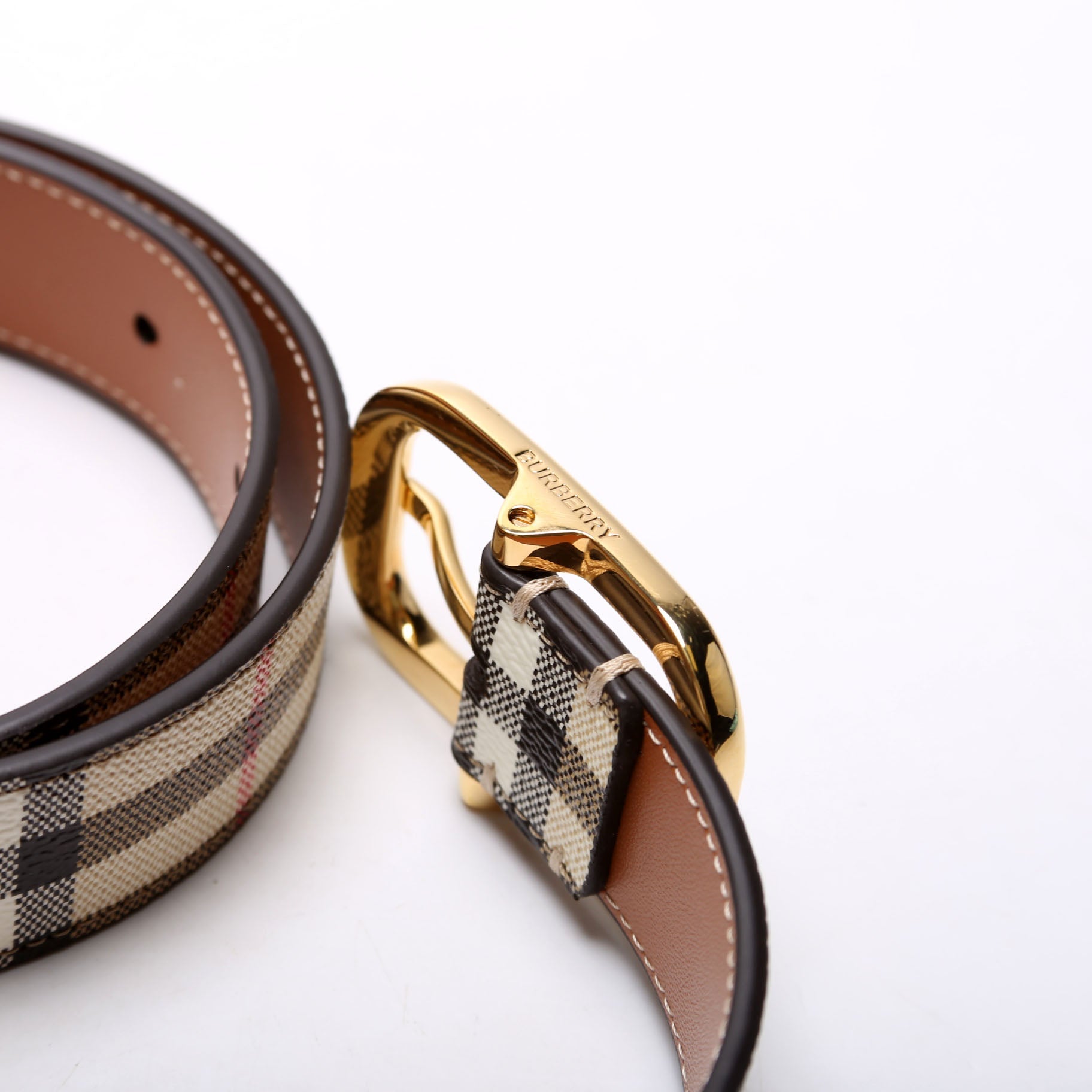 Archive Check Canvas 30MM Belt Size Medium Tan