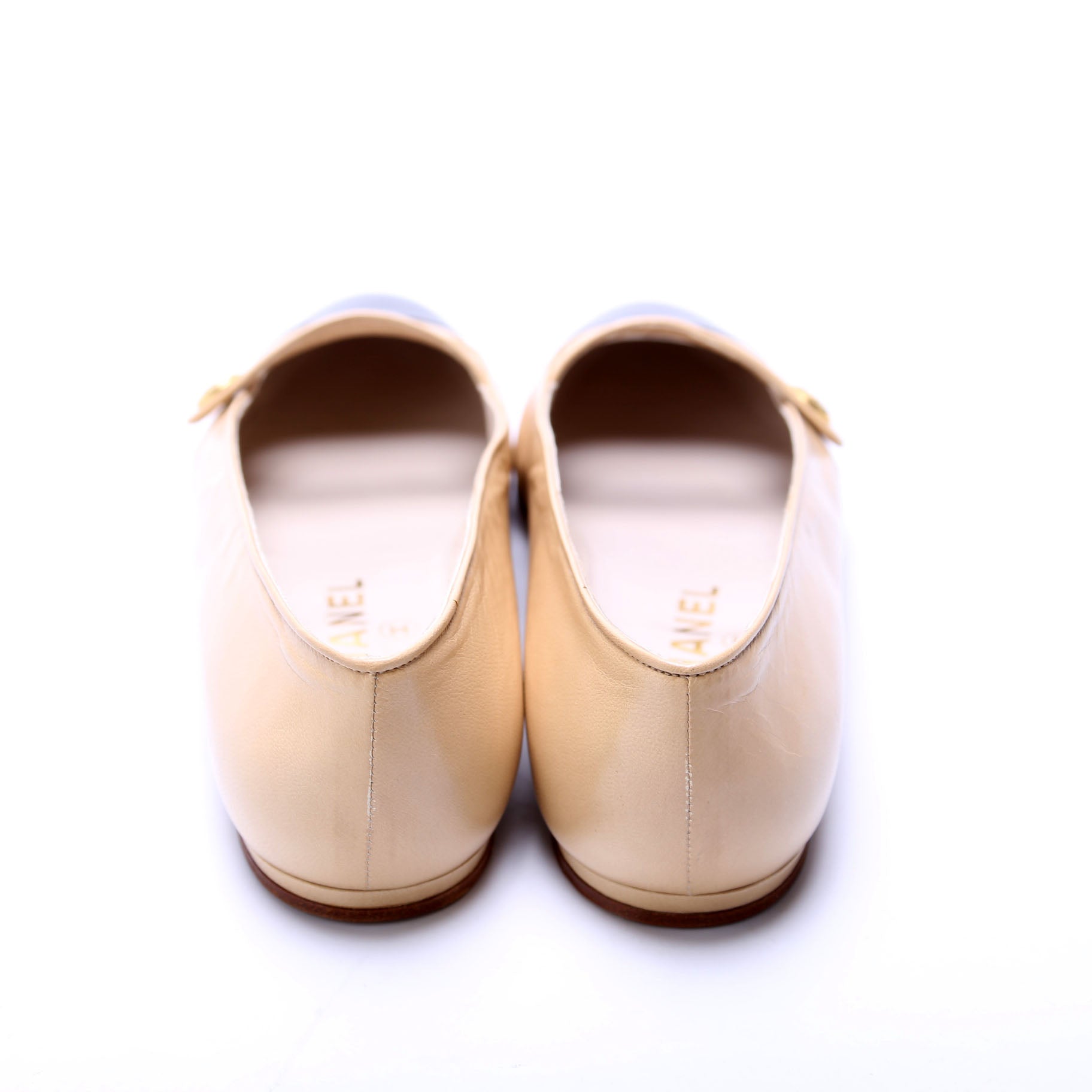 Vintage Cap Toe Ballet Flats Size 7 Nude/Black