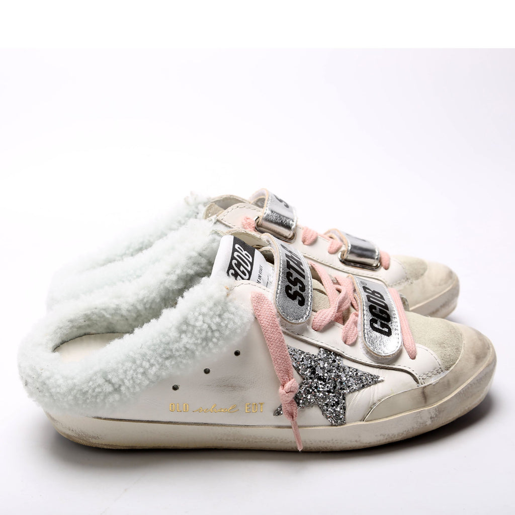 Superstar Sabot Shearling Sneakers Size 38 White/Blue