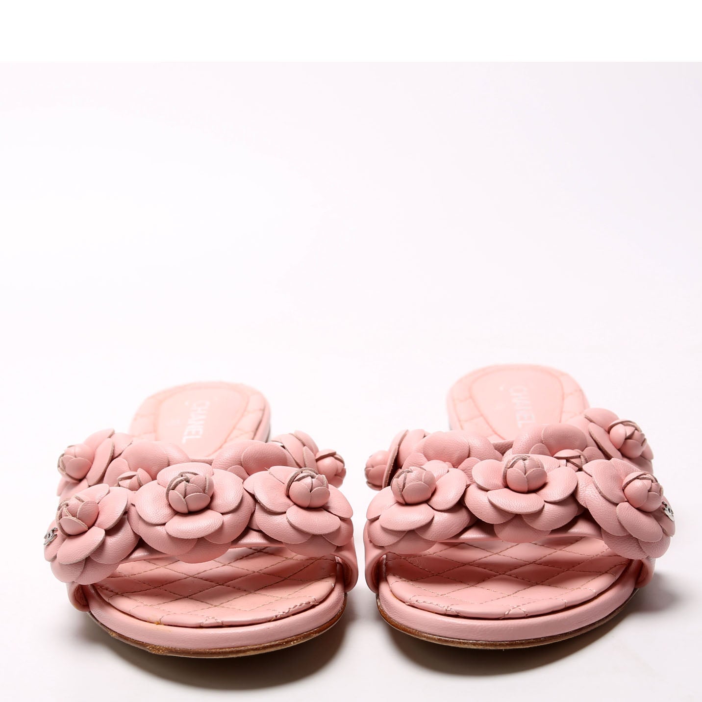 Camellia Flat Sandals Lambskin Size 36.5 Pink
