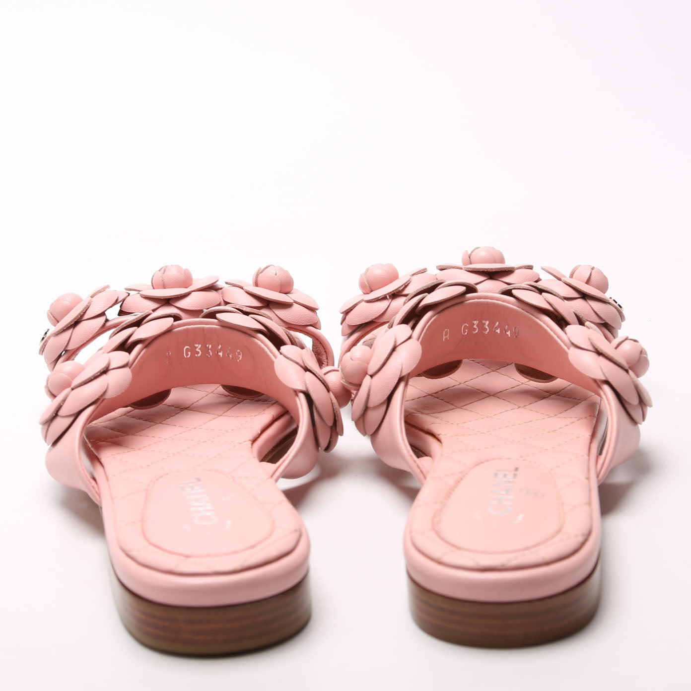 Camellia Flat Sandals Lambskin Size 36.5 Pink