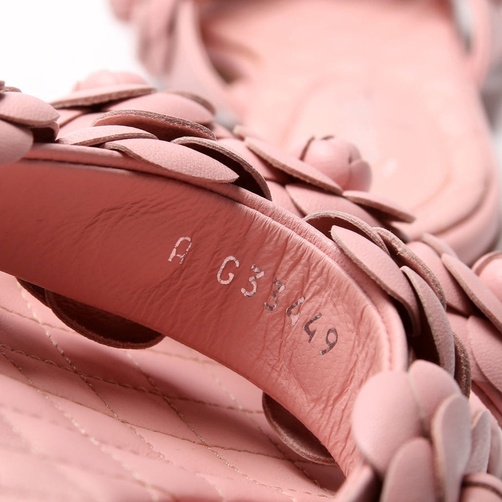 Camellia Flat Sandals Lambskin Size 36.5 Pink