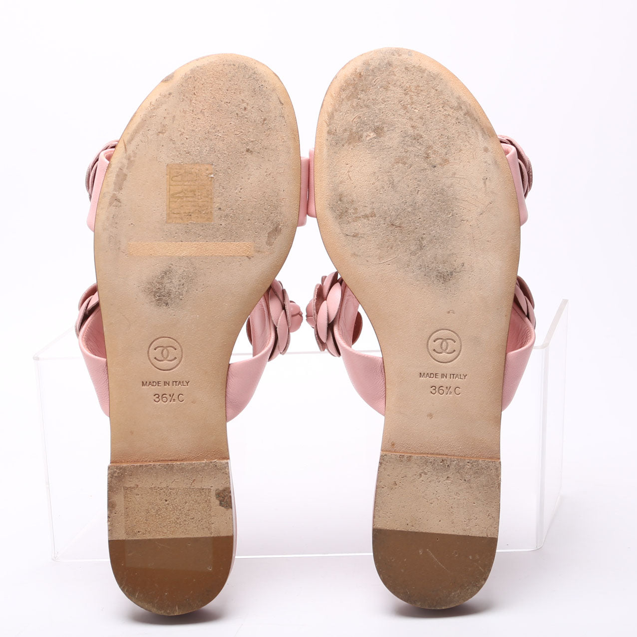 Camellia Flat Sandals Lambskin Size 36.5 Pink