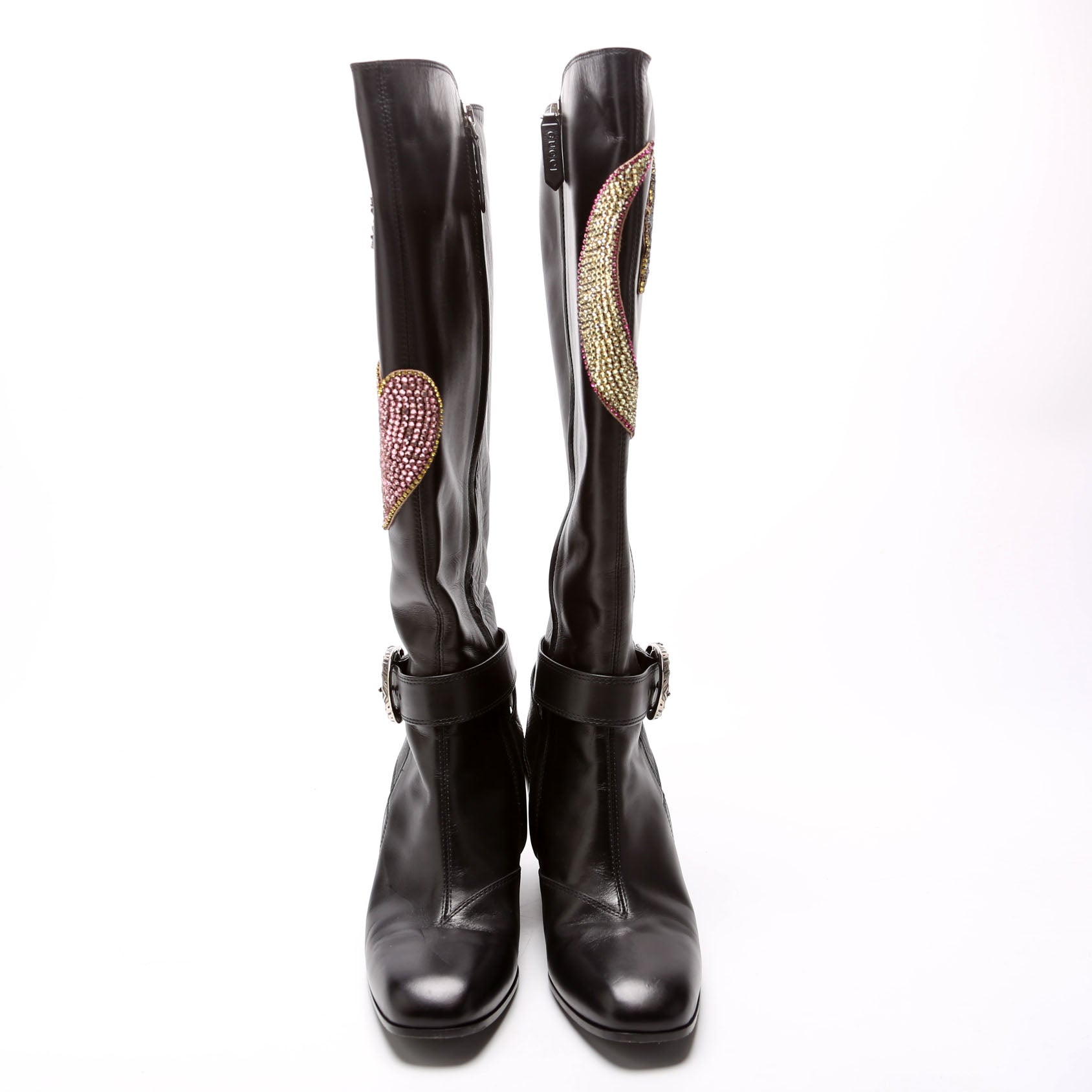 Dionysus Calfskin Embellished Elizabeth Knee High Boots Size 37 Black
