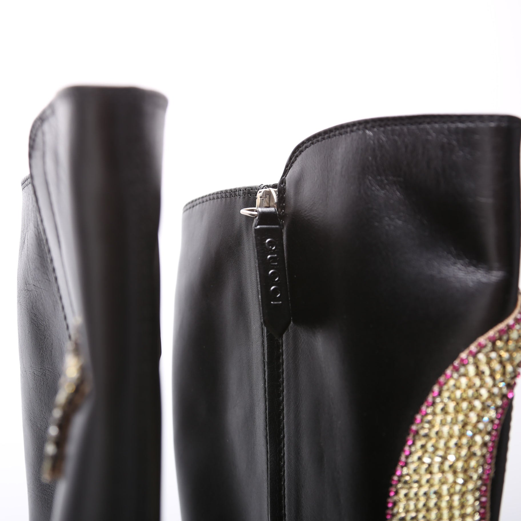 Dionysus Calfskin Embellished Elizabeth Knee High Boots Size 37 Black
