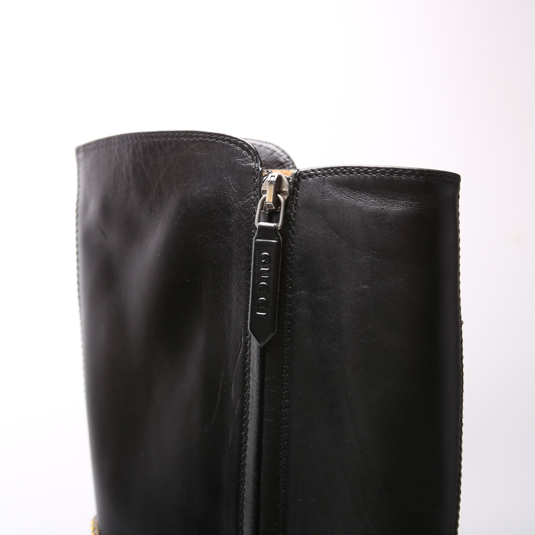 Dionysus Calfskin Embellished Elizabeth Knee High Boots Size 37 Black