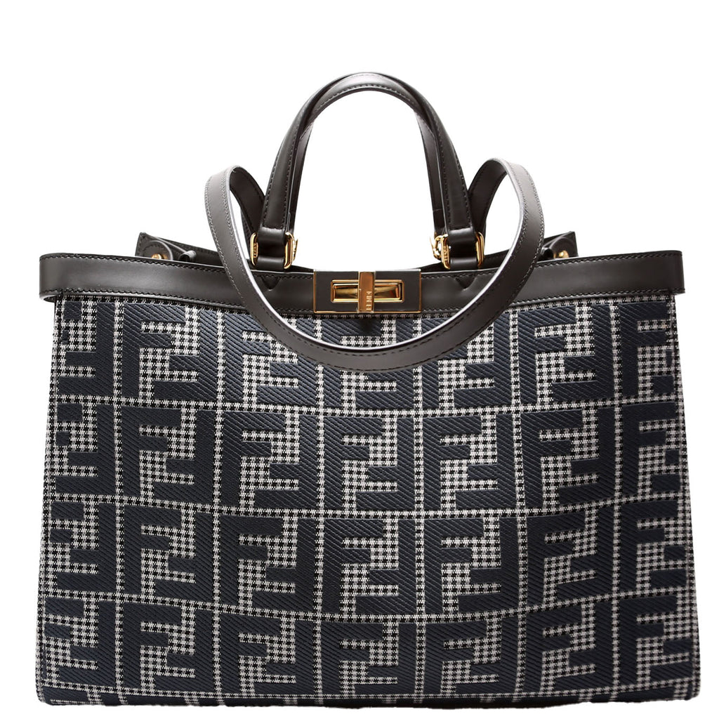 8BH374 Peekaboo FF Wool Houndstooth X-Tote Blue