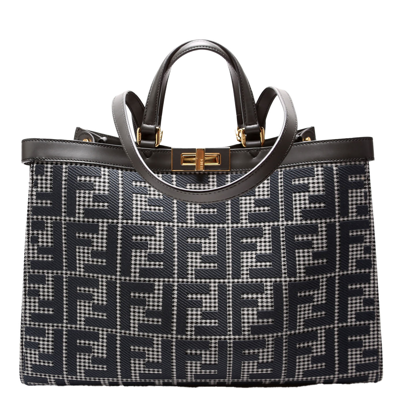 8BH374 Peekaboo FF Wool Houndstooth X-Tote Blue