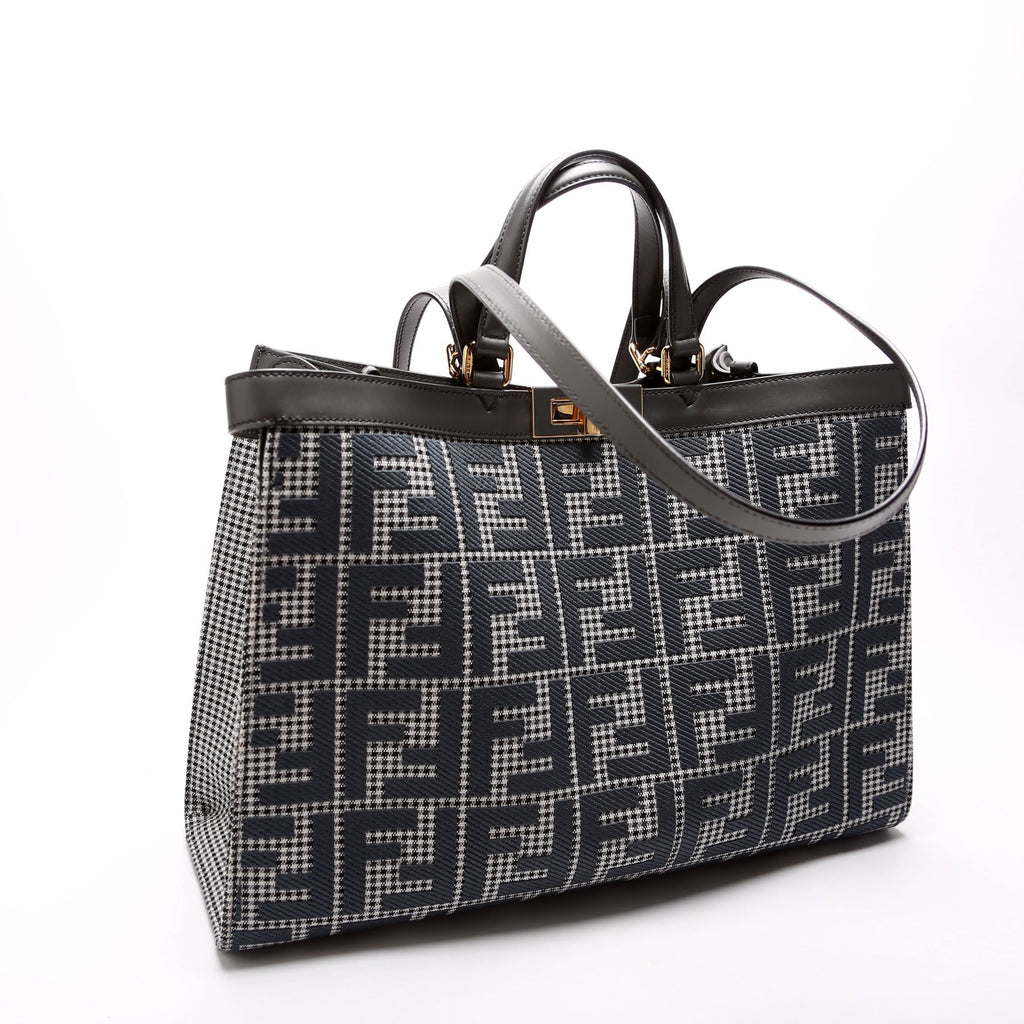 8BH374 Peekaboo FF Wool Houndstooth X-Tote Blue