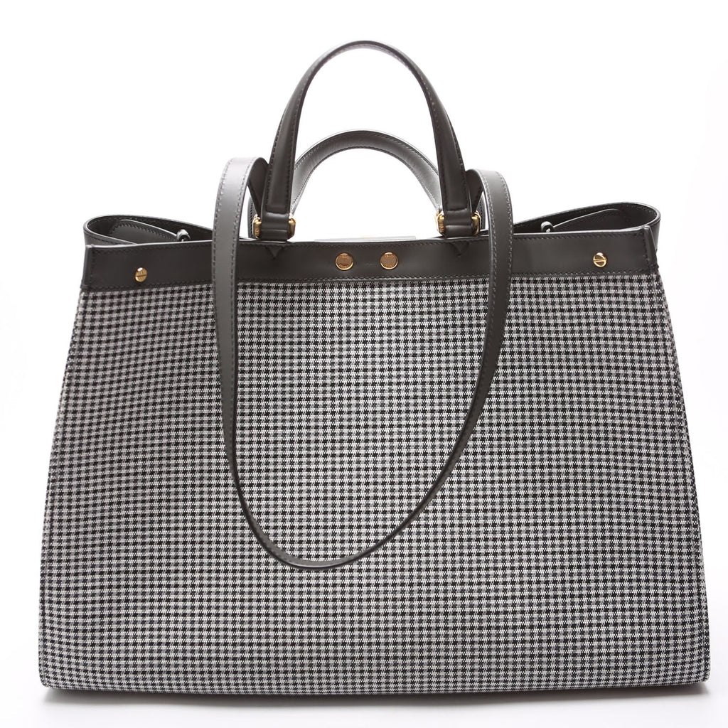 8BH374 Peekaboo FF Wool Houndstooth X-Tote Blue