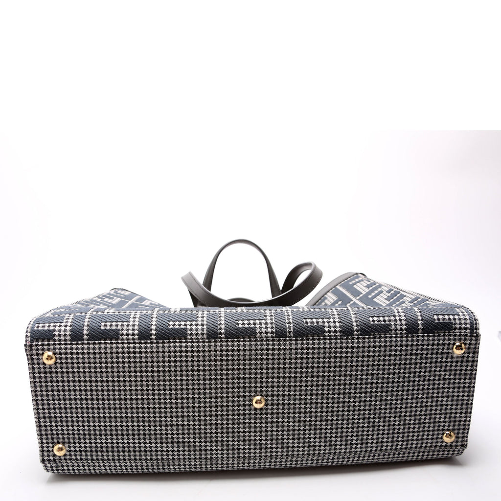 8BH374 Peekaboo FF Wool Houndstooth X-Tote Blue