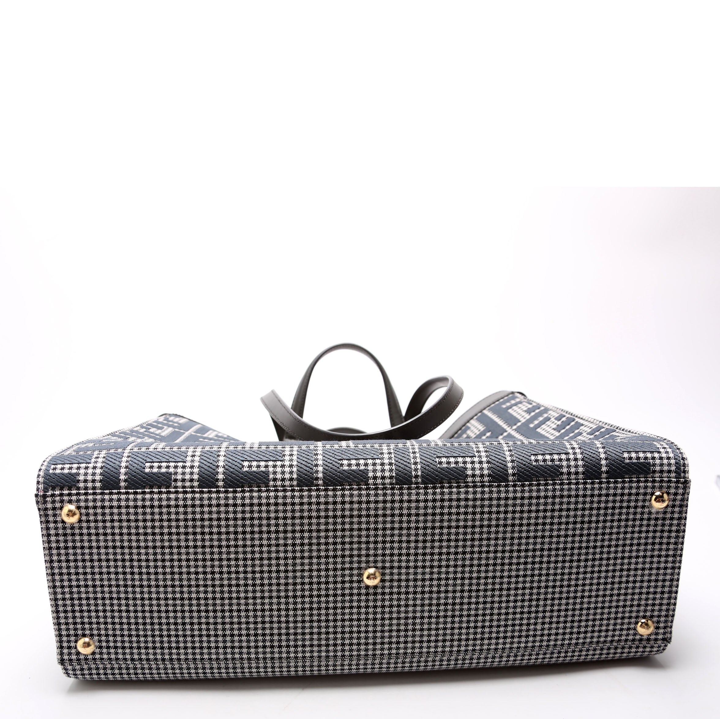 8BH374 Peekaboo FF Wool Houndstooth X-Tote Blue