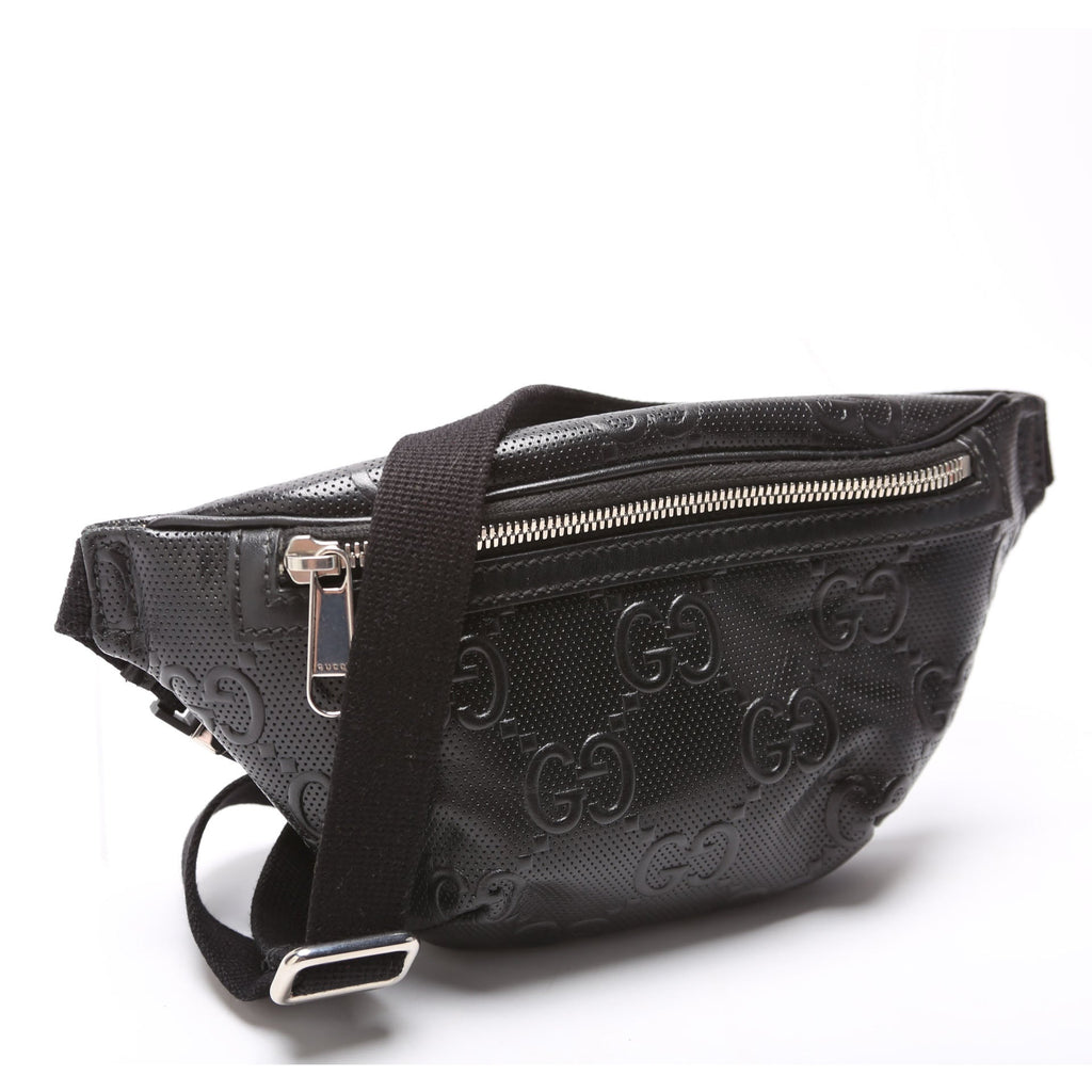 658582 GG Embossed Belt Bag Black