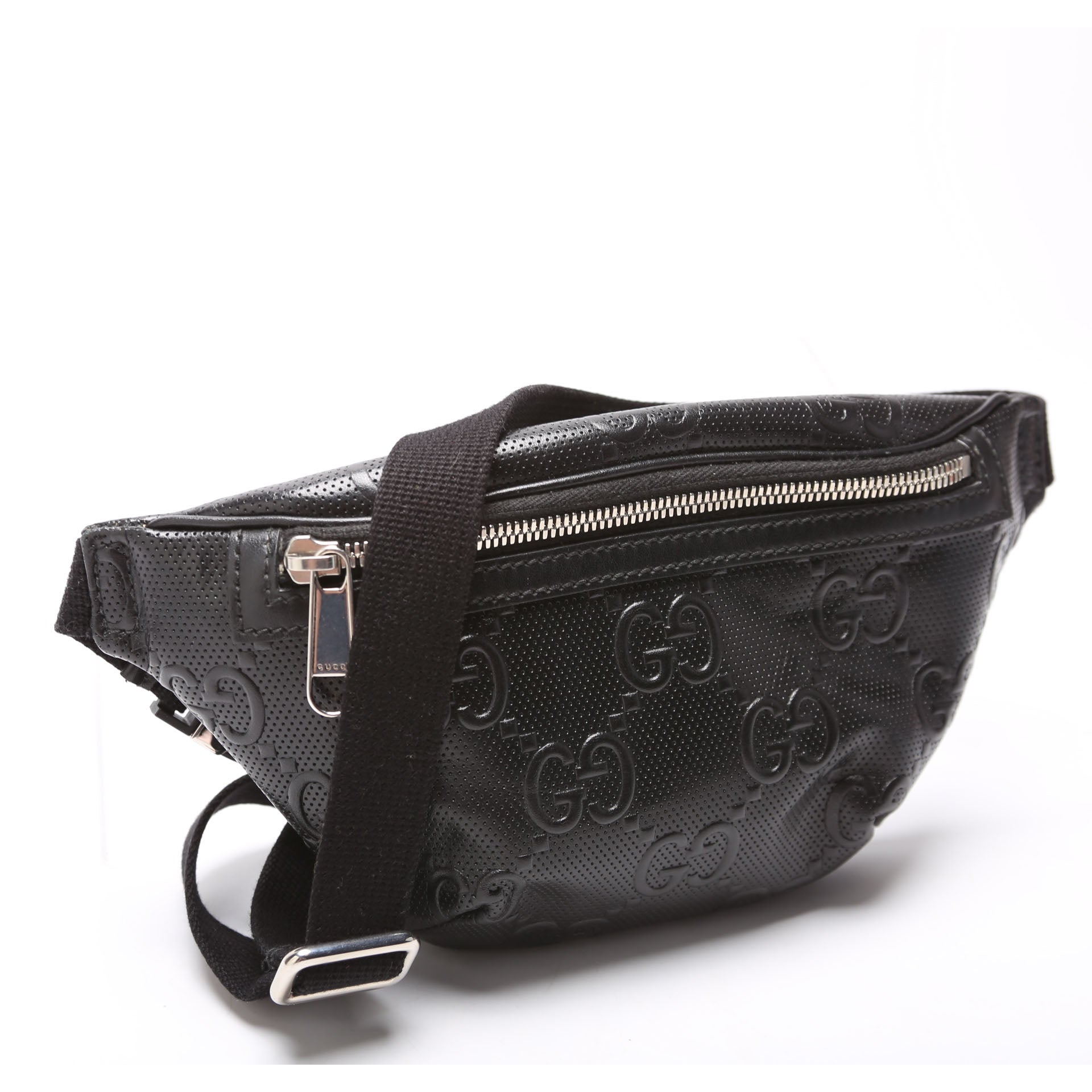 658582 GG Embossed Belt Bag Black