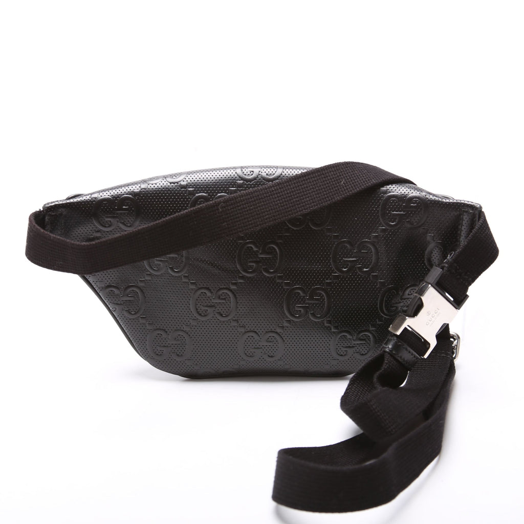 658582 GG Embossed Belt Bag Black