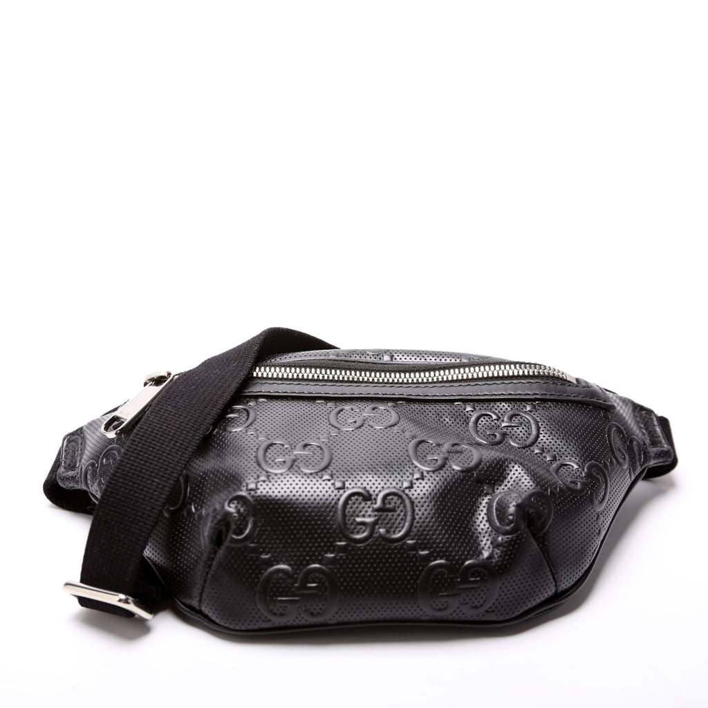 658582 GG Embossed Belt Bag Black