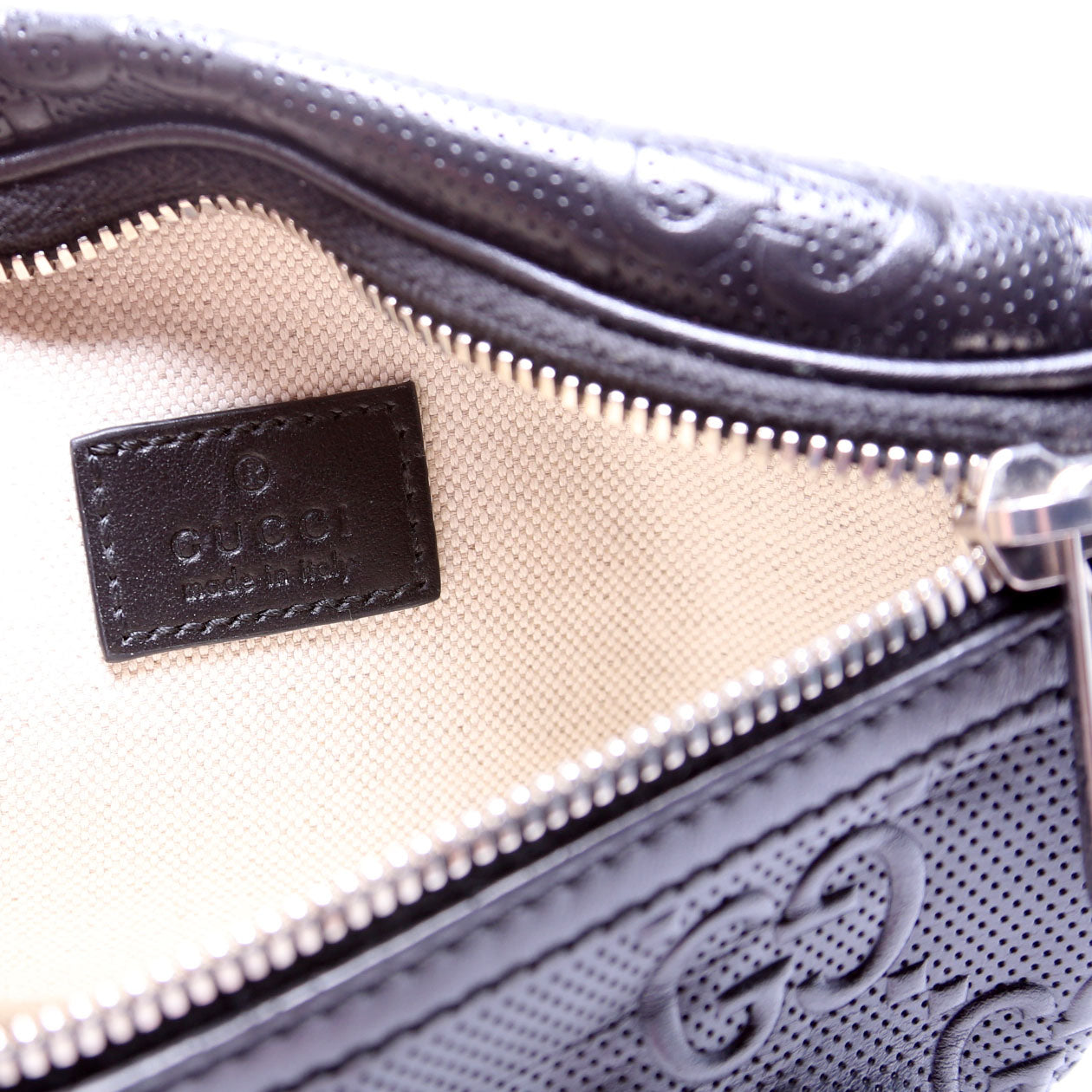 658582 GG Embossed Belt Bag Black