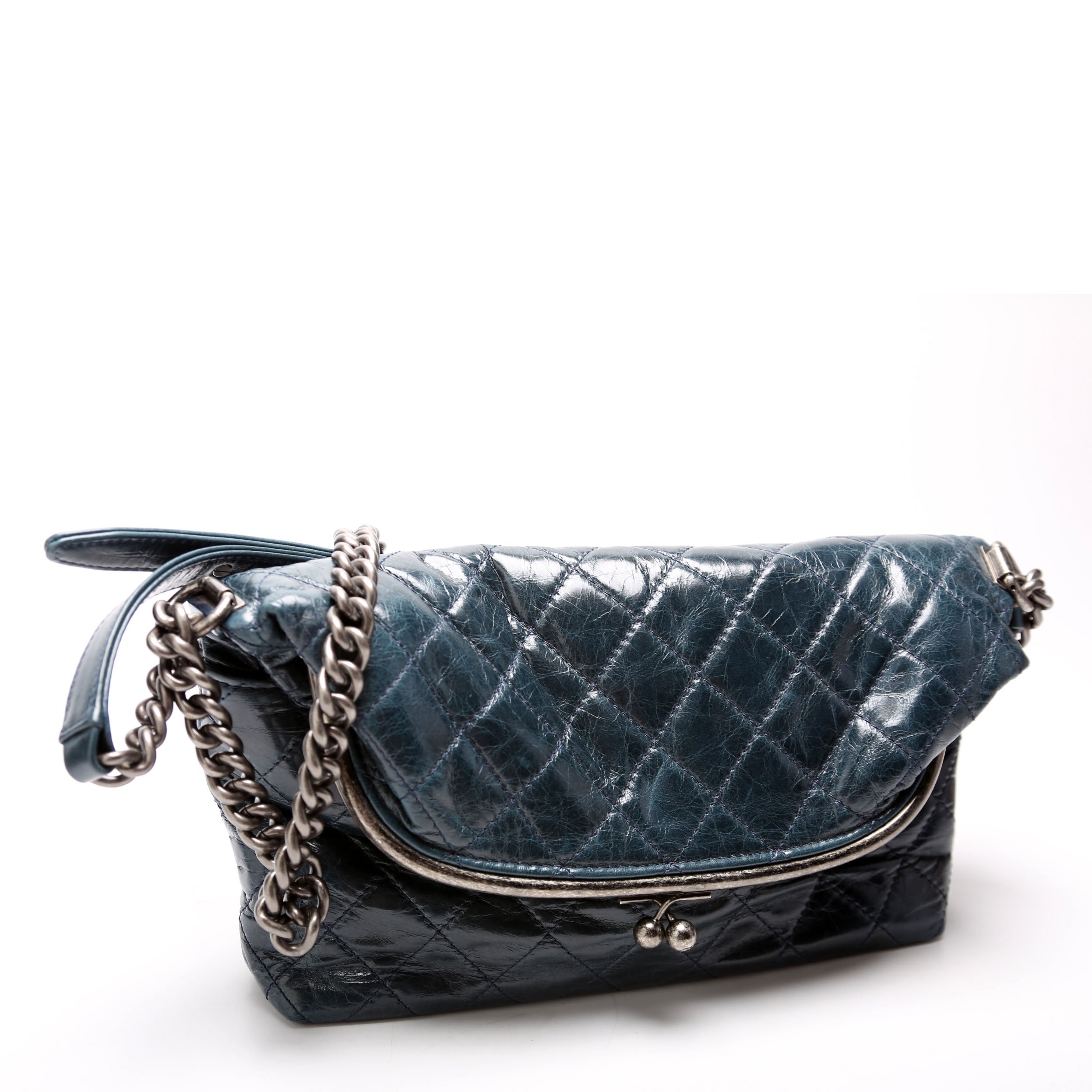 ON HOLD Tabatiere Kisslock Fold Over Quilted Aged Calfskin Bag 21M