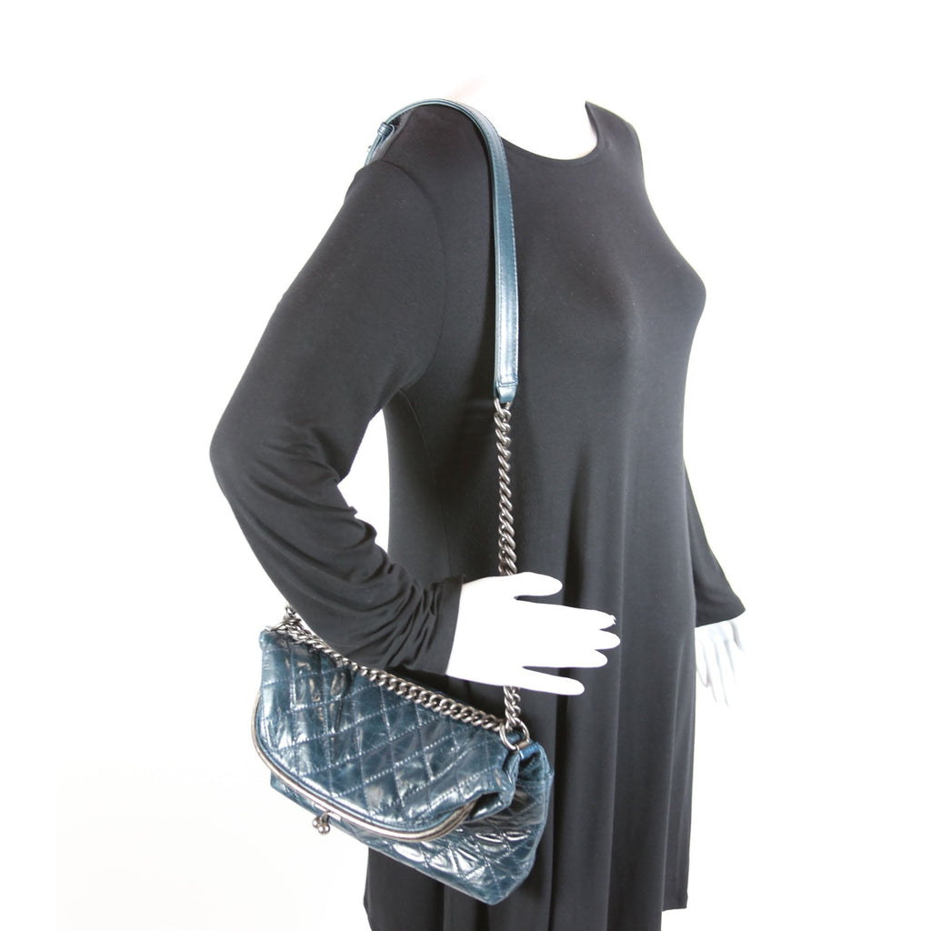 ON HOLD Tabatiere Kisslock Fold Over Quilted Aged Calfskin Bag 21M