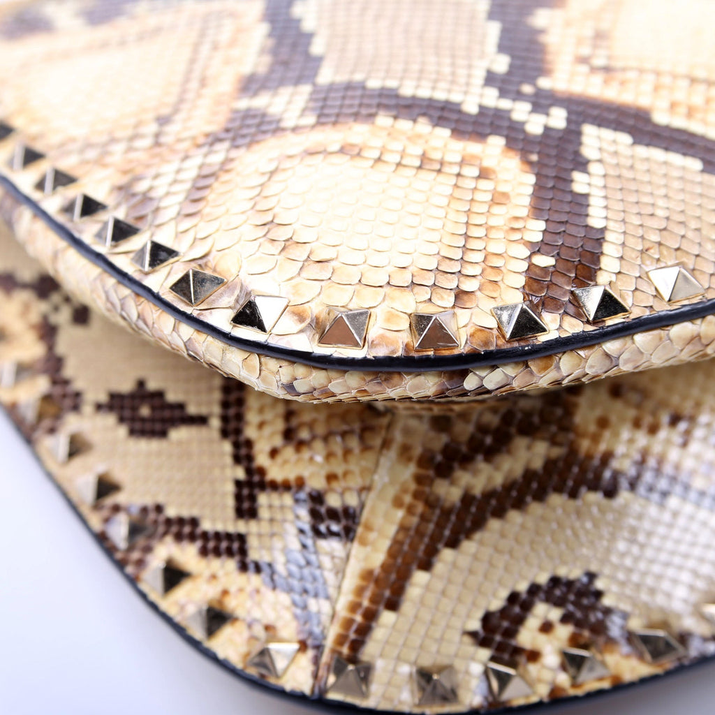 Rockstud Shoulder Snakeskin Satchel