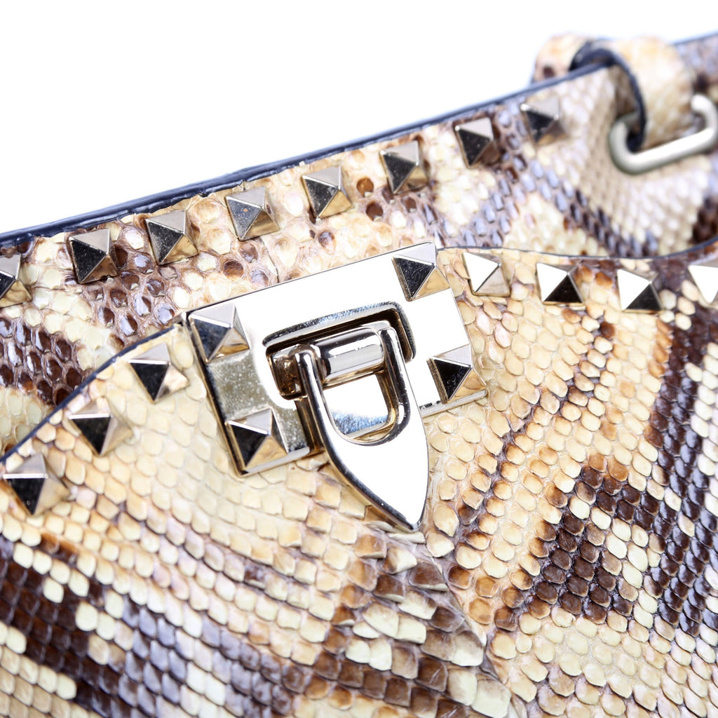 Rockstud Shoulder Snakeskin Satchel