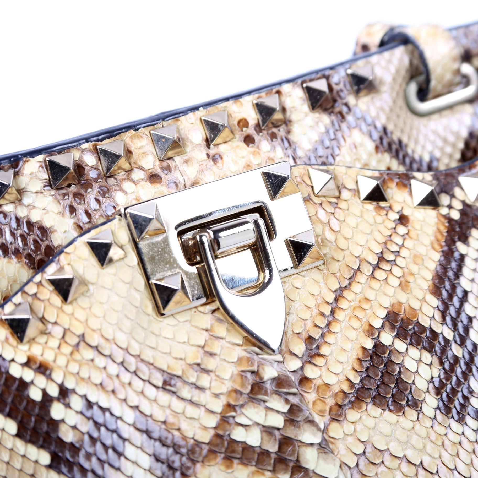 Rockstud Shoulder Snakeskin Satchel