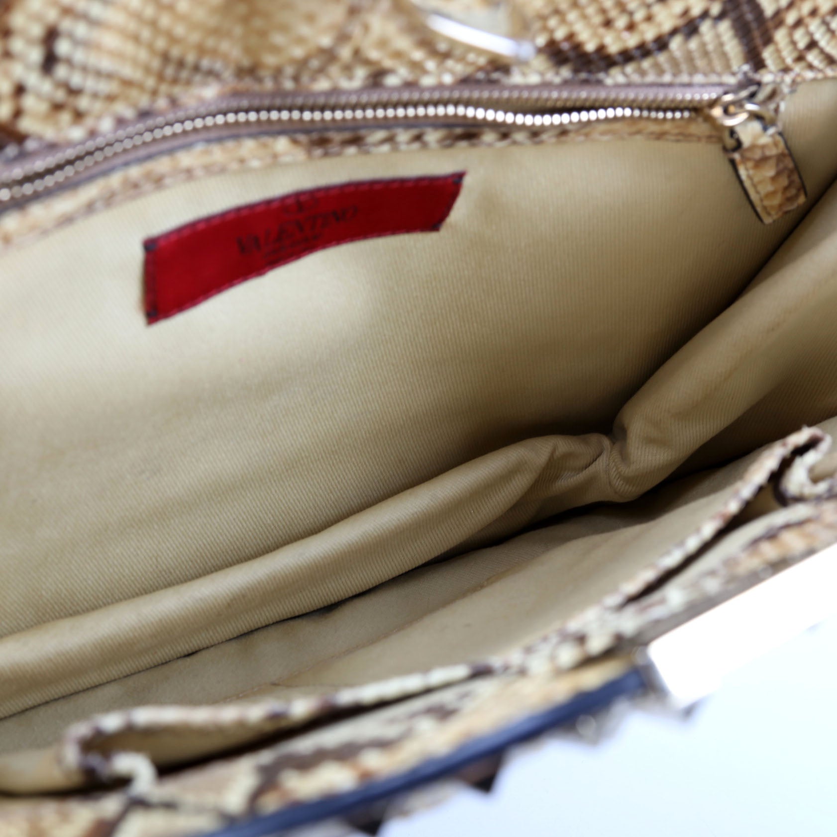Rockstud Shoulder Snakeskin Satchel