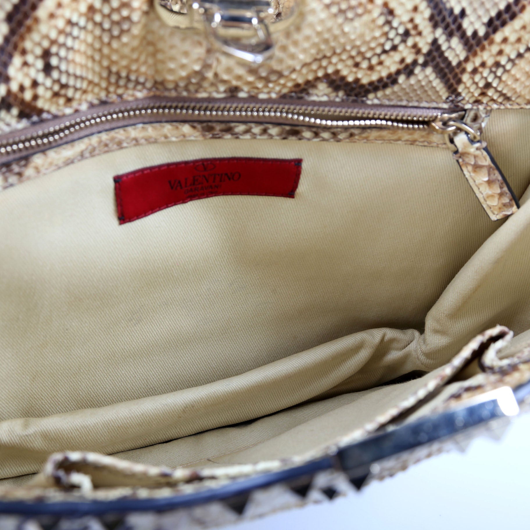 Rockstud Shoulder Snakeskin Satchel