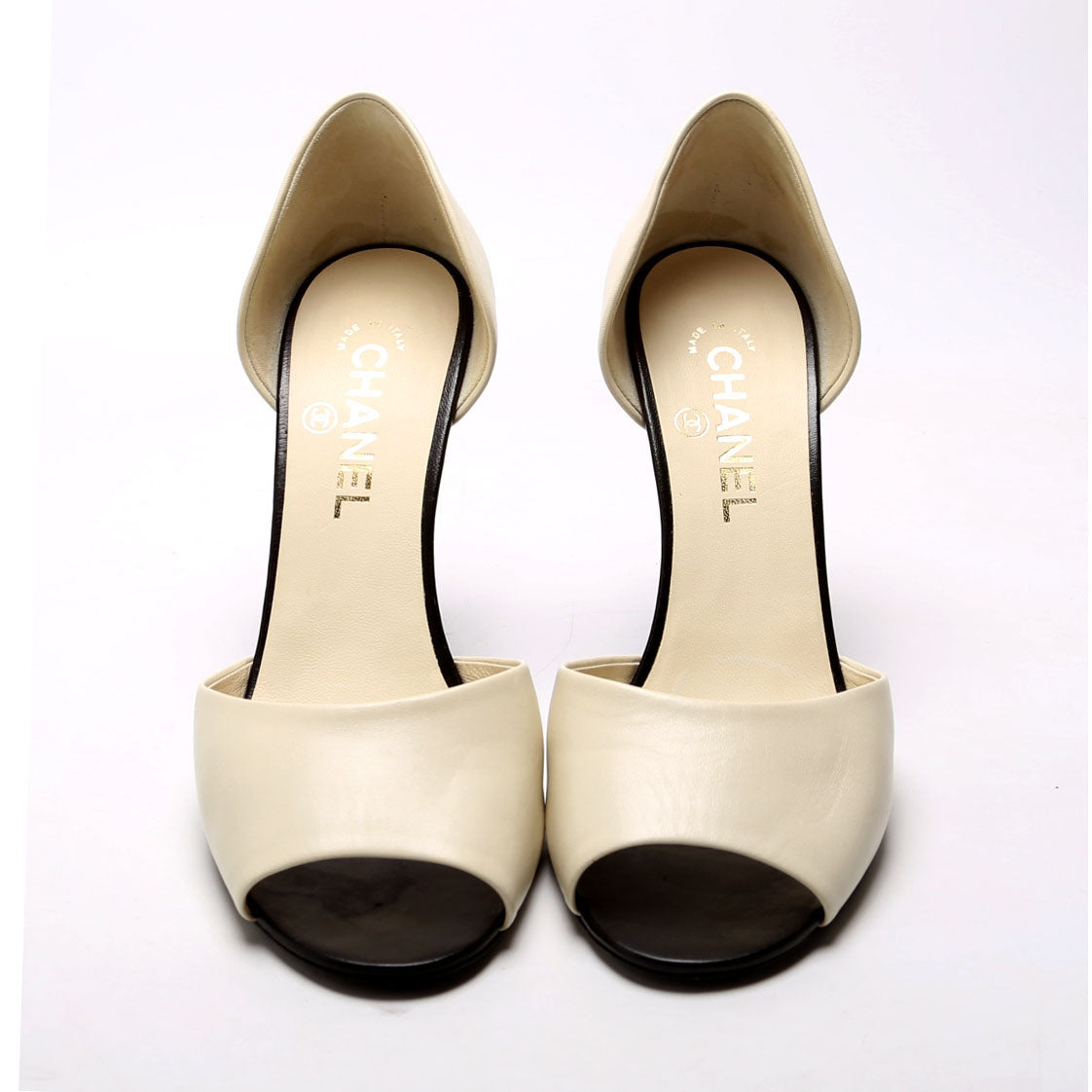 Open Toe D'orsay Lambskin Pearl Pumps Size 39