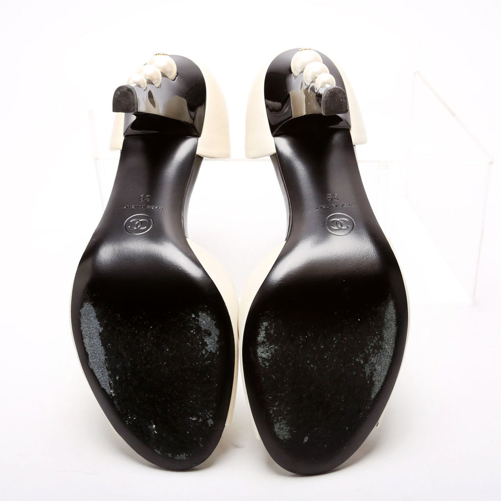 Open Toe D'orsay Lambskin Pearl Pumps Size 39