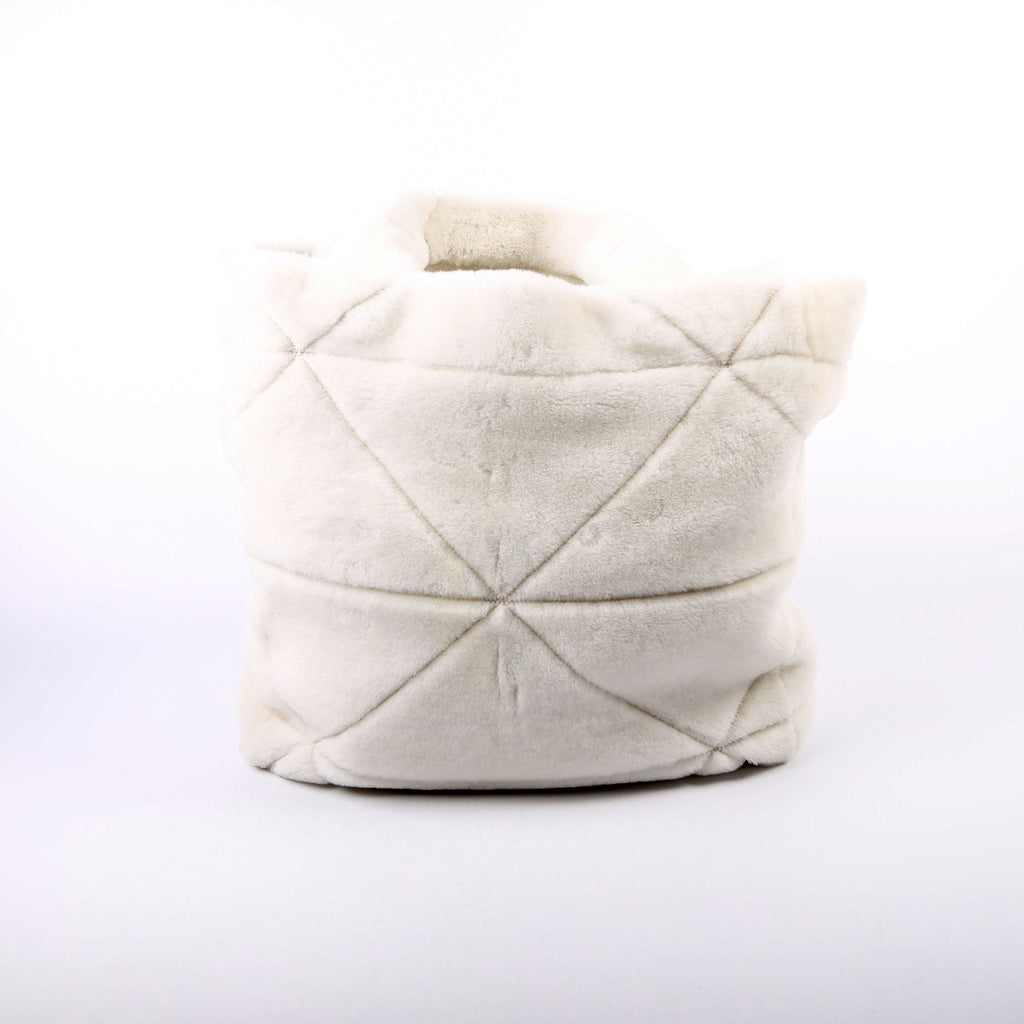 1BG427 Shearling Triangle Logo Tote White/Black