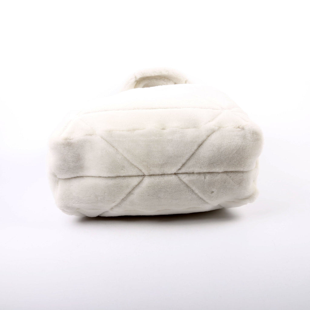 1BG427 Shearling Triangle Logo Tote White/Black