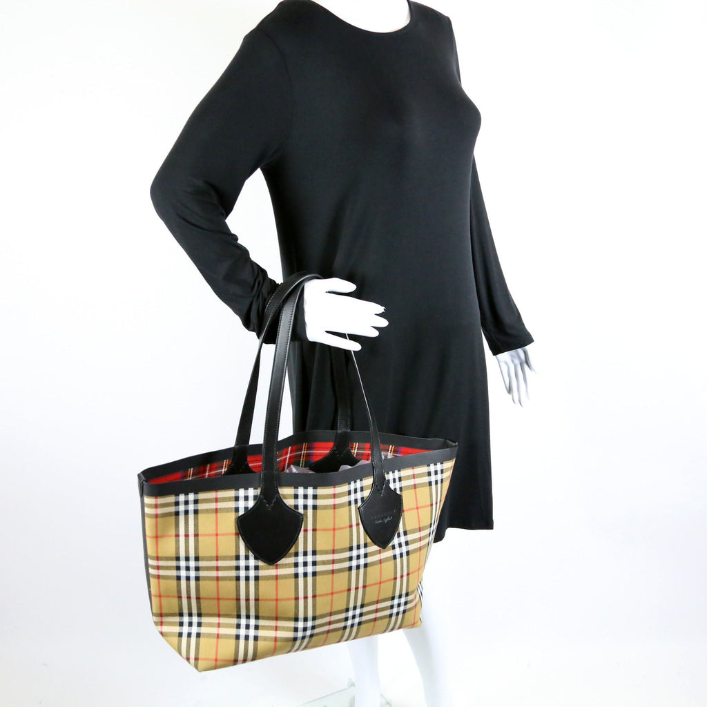 Vintage Check Large Reversible Tote Brown/Black