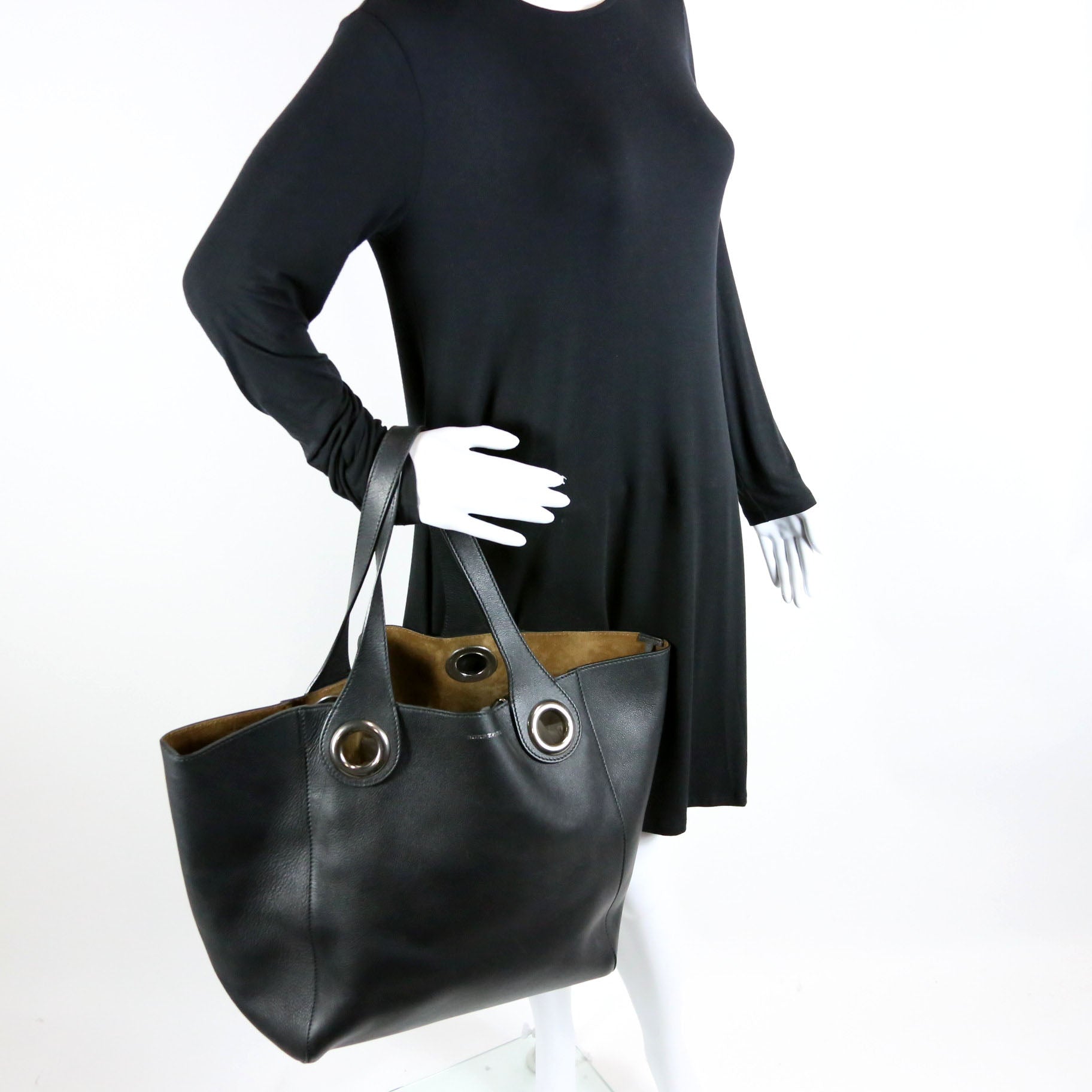 Grommet Tote Large Black/Brown