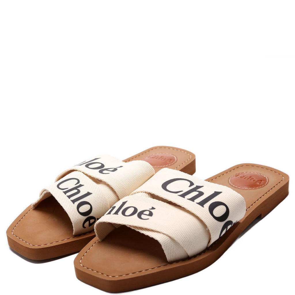 Woody Ribbon Flats Size 38 White/Black