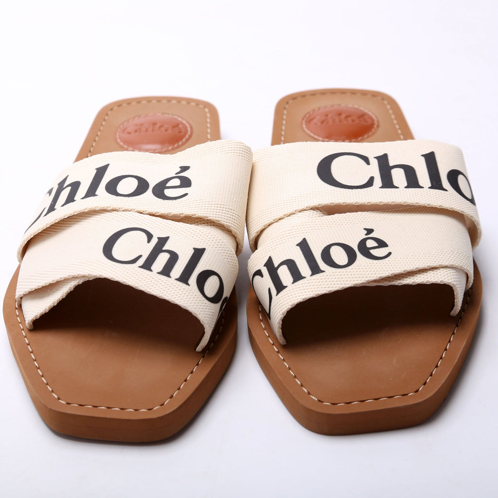 Woody Ribbon Flats Size 38 White/Black