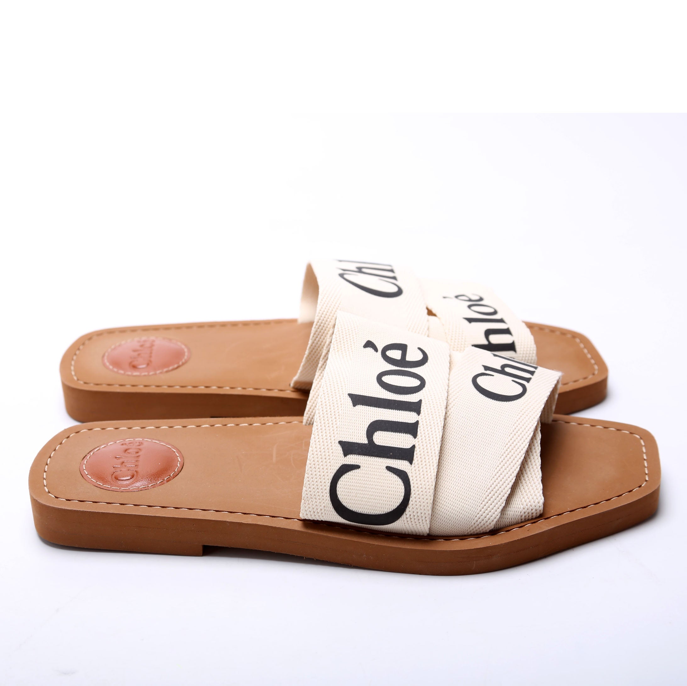 Woody Ribbon Flats Size 38 White/Black