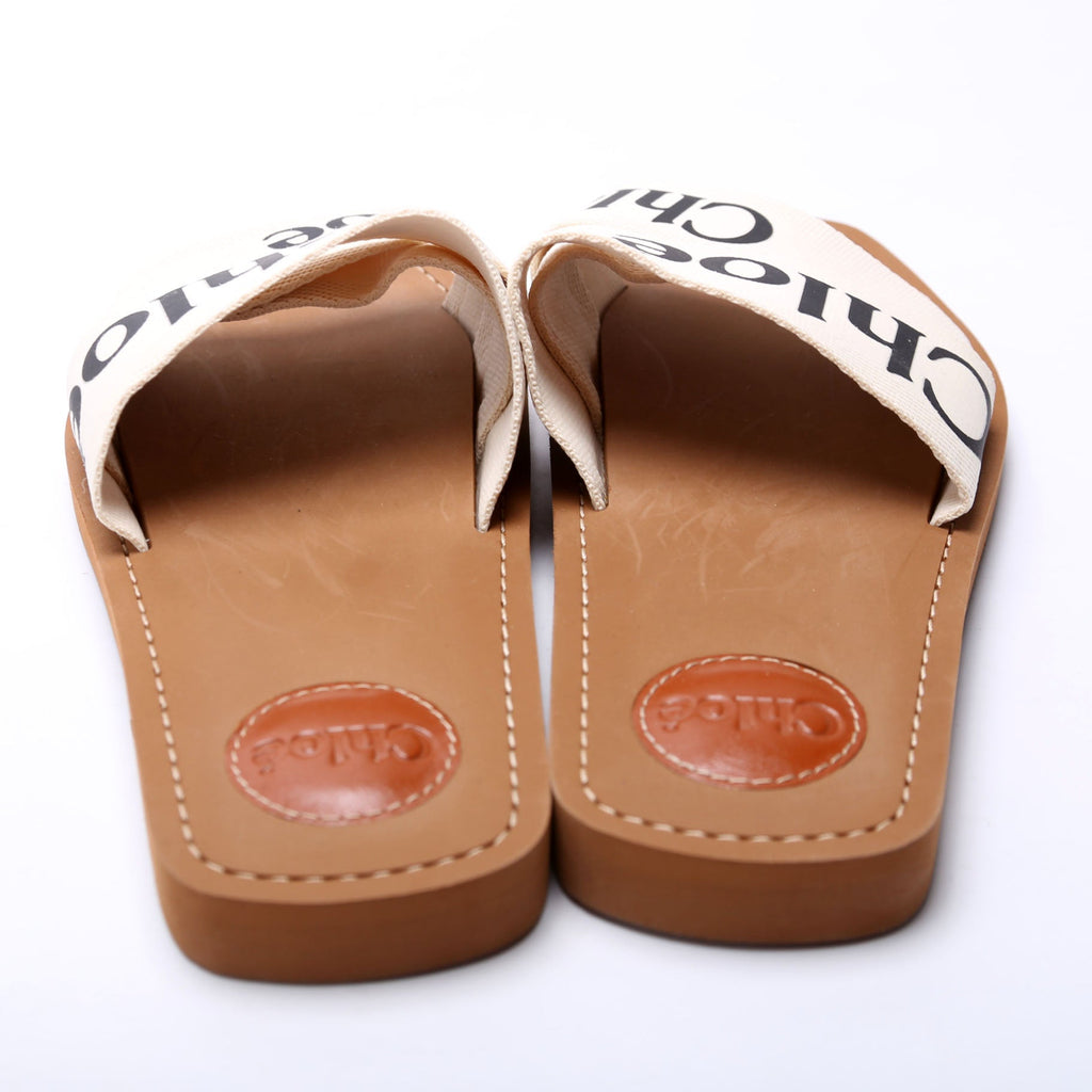 Woody Ribbon Flats Size 38 White/Black